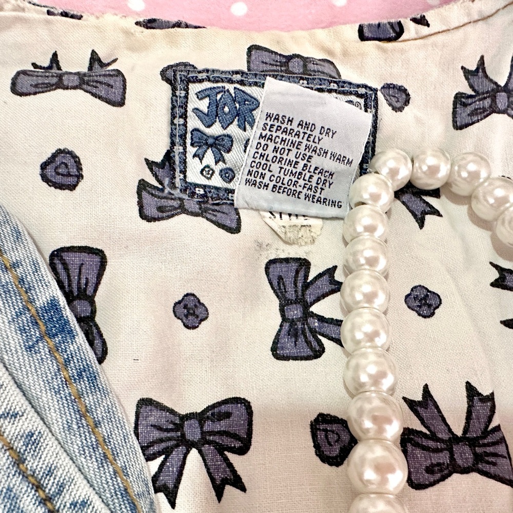 VTG 80s 90s Jordache Denim Vest with Bows - Picture 4 of 16